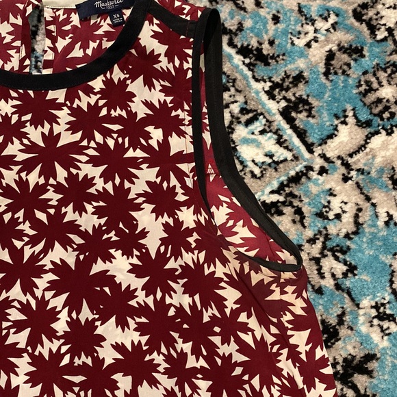 Madewell Silk Burgundy and White Canal Tank Top in Pressed Flower - Picture 3 of 6